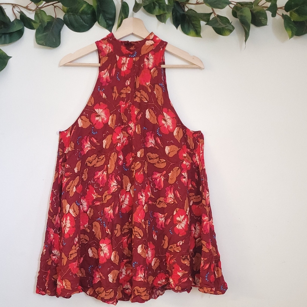 Free people Summer Floral Print Sleeveless Halter Neck  Dress
